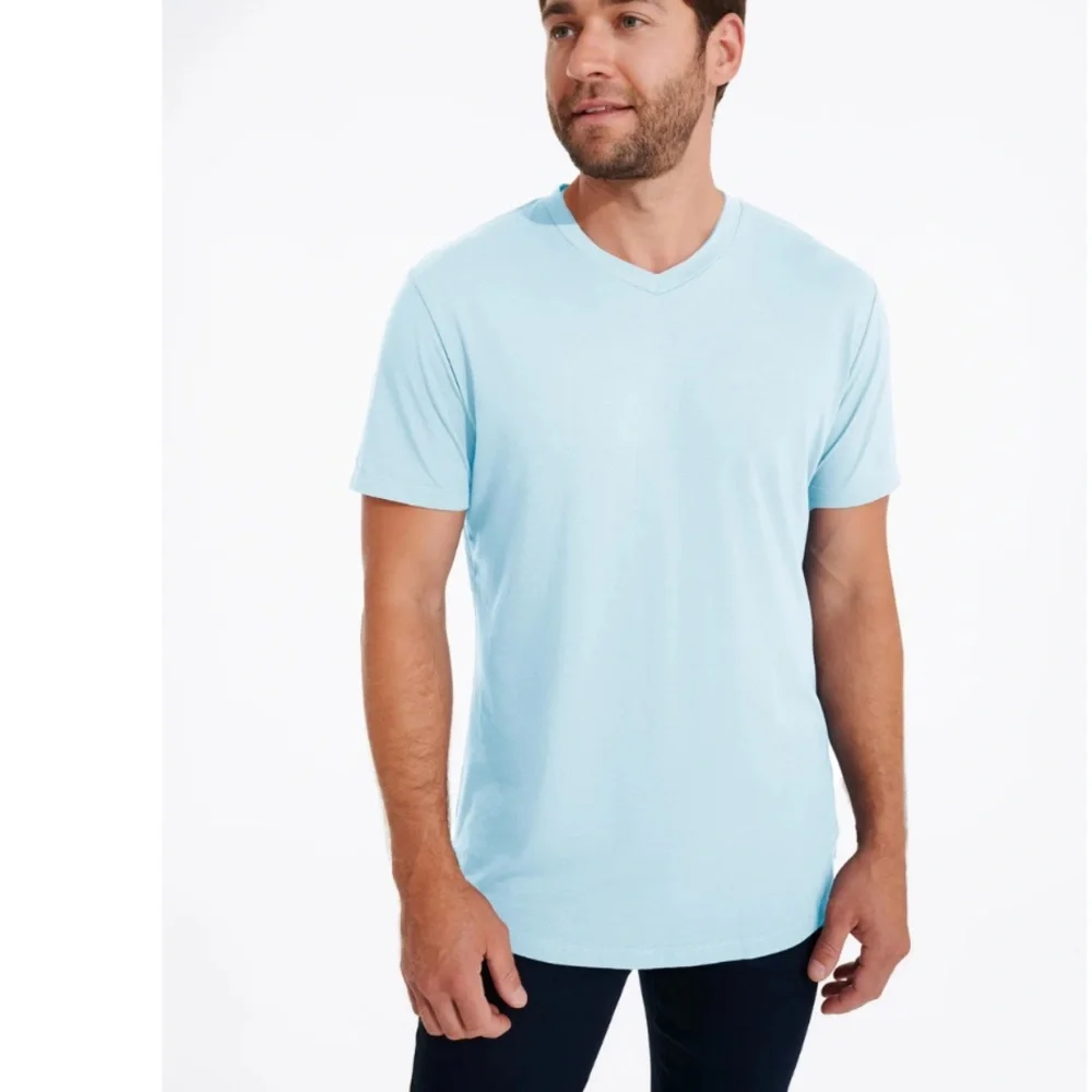SWET TAILOR MEN'S SOFTEST V NECK T-SHIRT LIGHT BLUE sz XXL TUCK - UNTUCK NWT
